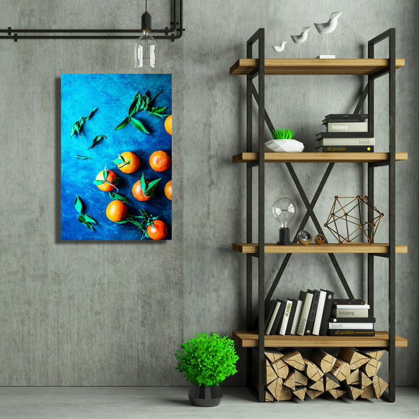 Mandarins on Blue Background, Photography