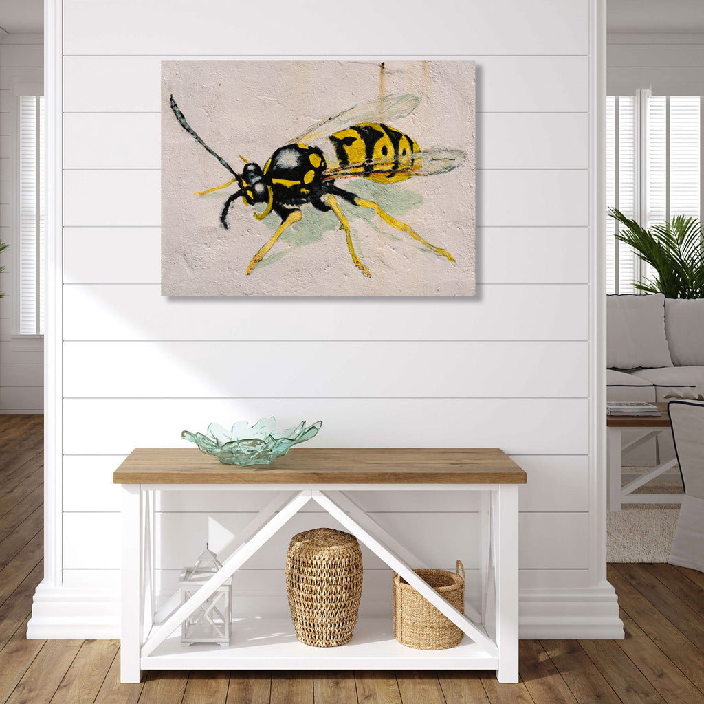 Bee on white wall, Graffiti
