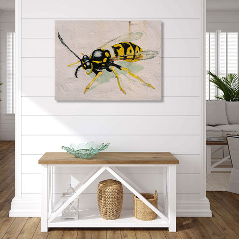 Bee on white wall, Graffiti