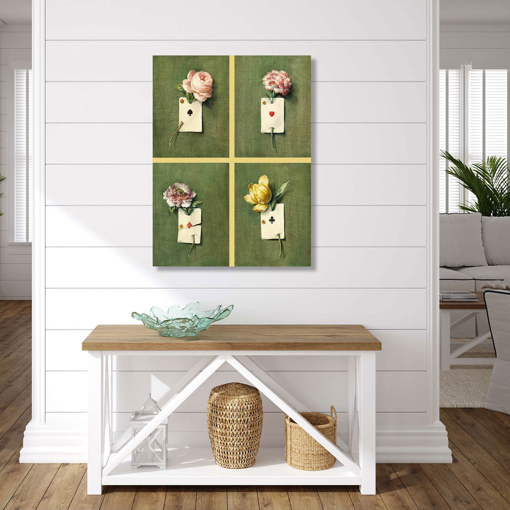 Still Life with Flowers and Playing Cards, Trompe L'oeil