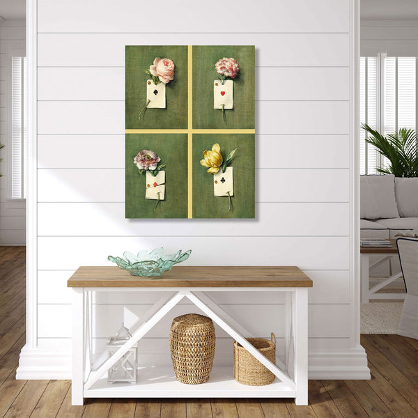 Still Life with Flowers and Playing Cards, Trompe L'oeil
