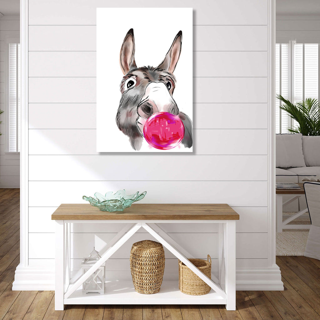 Donkey with Pink Bubble, Digital Art