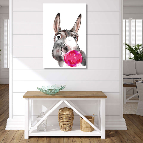 Donkey with Pink Bubble, Digital Art