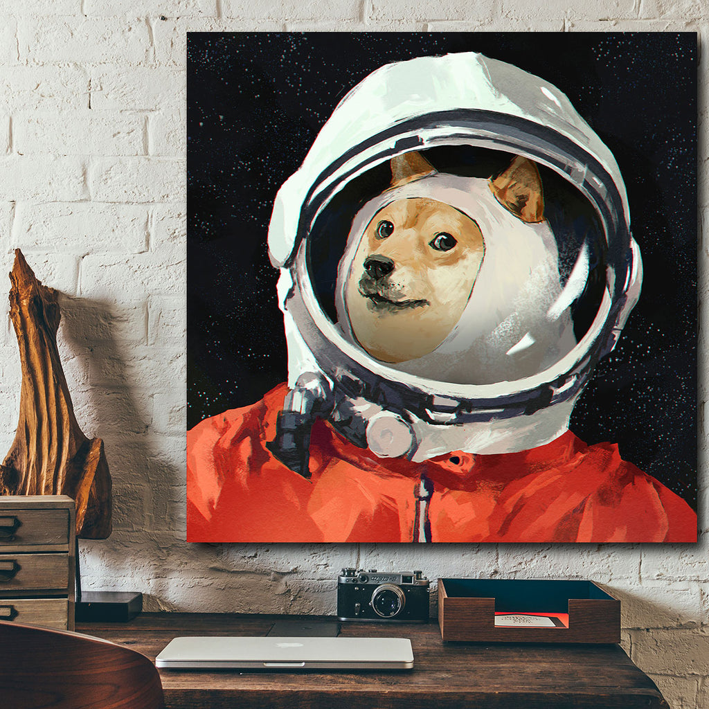 Dog Astronaut in Helmet, Digital Art