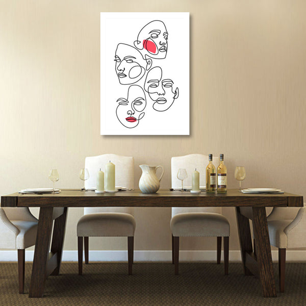 Four Faces – One Line Drawing, Digital Art