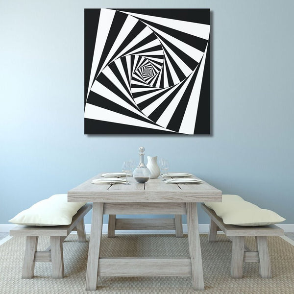 Black and White Abstract Psychedelic Spiral, Digital Art