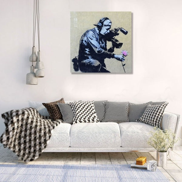 Banksy, Camera Man & Flower, Graffiti