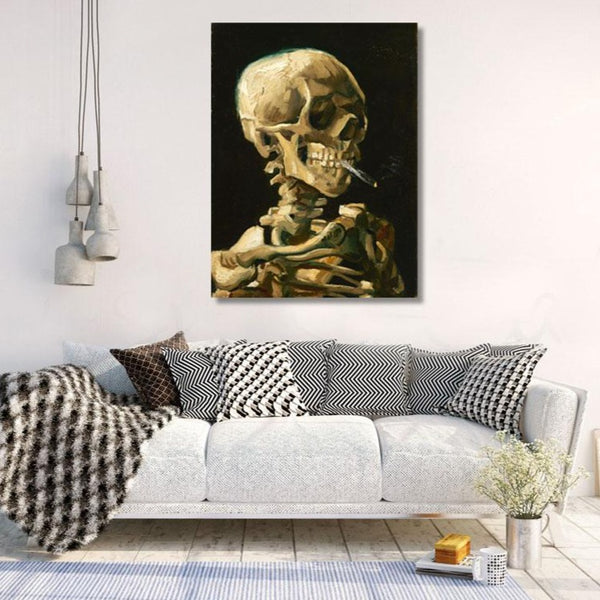 Head of Skeleton with a burning cigarette, Reproduction