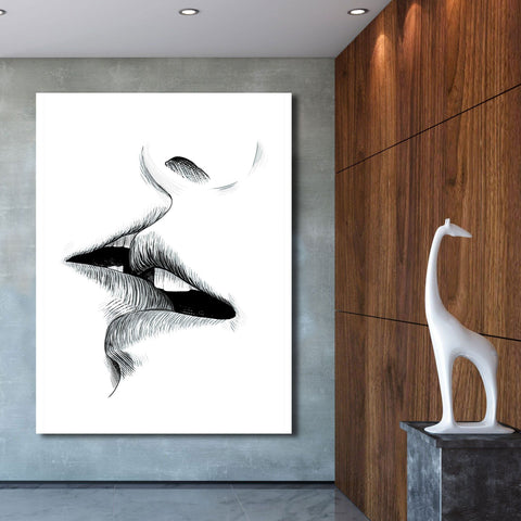 Kissing Couple, Black/White Drawing