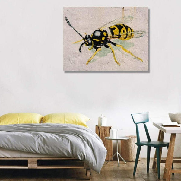 Bee on white wall, Graffiti