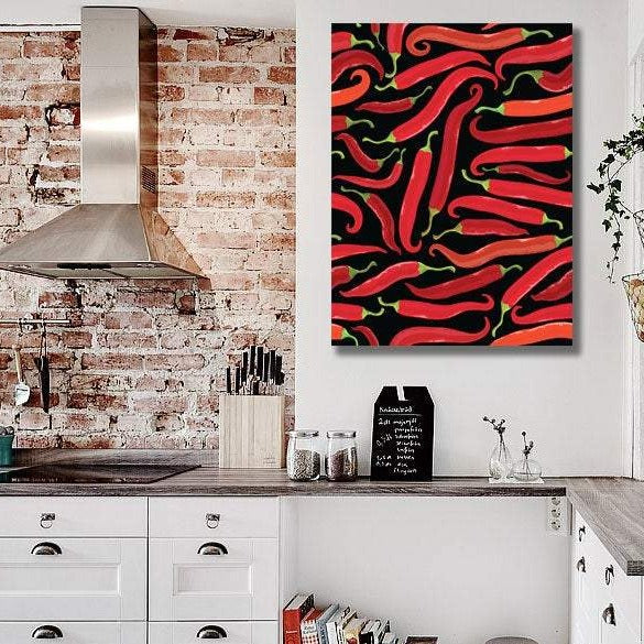 Red Pepper, Black Background - Metal Art Print