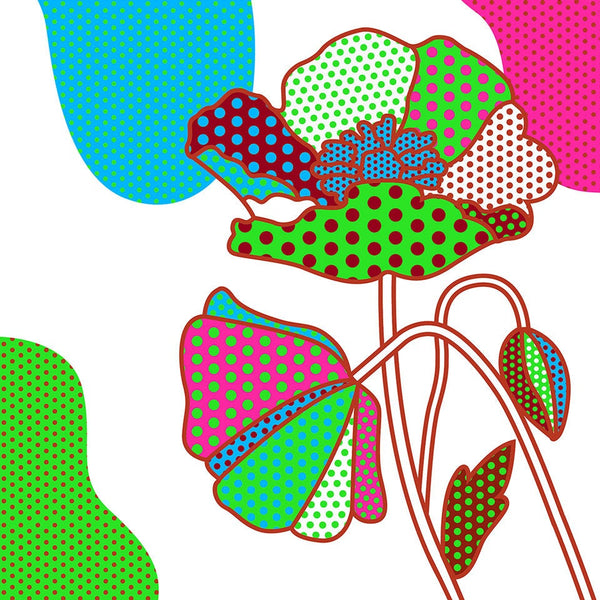 Multi-color Shapes and Flowers, Metal Print