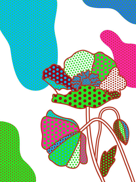 Multi-color Shapes and Flowers, Metal Print