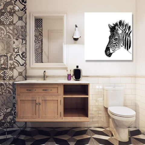 Zebra Head Silhouette, Black/White Digital Art