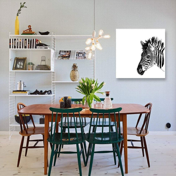 Zebra Head Silhouette, Black/White Digital Art