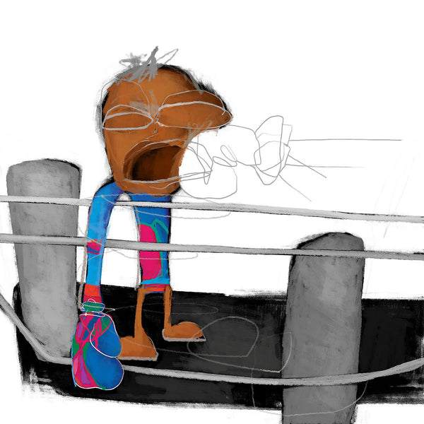 Boxing Down But Not Out, Sketch Digital Art