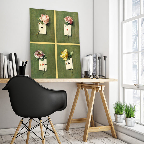 Still Life with Flowers and Playing Cards, Trompe L'oeil