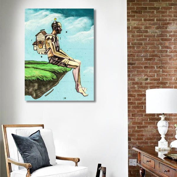 Man Dreaming on Cliff, Graffiti