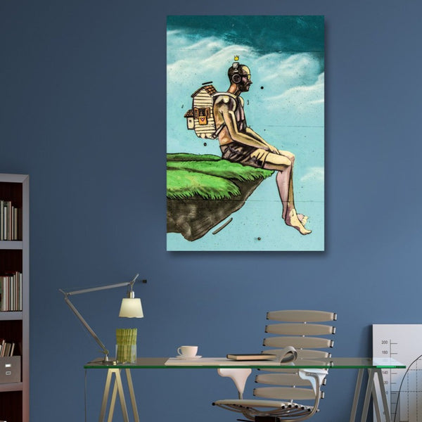 Man Dreaming on Cliff, Graffiti