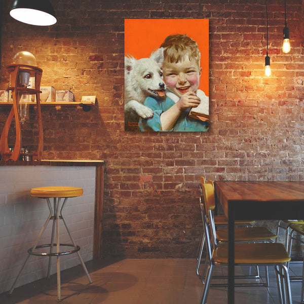 Laughing Boy With Sandwich And Puppy, Reproduction