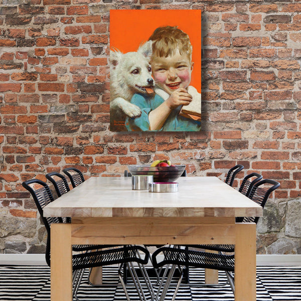 Laughing Boy With Sandwich And Puppy, Reproduction