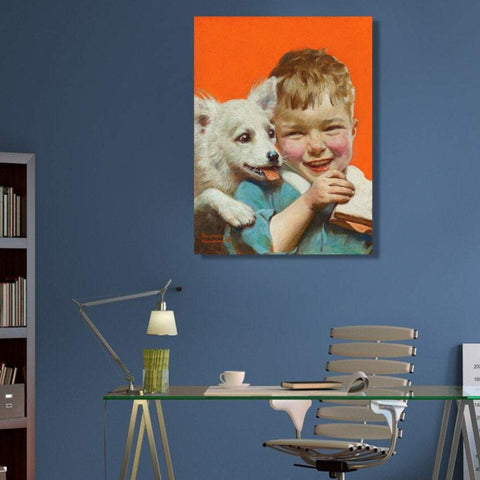 Laughing Boy With Sandwich And Puppy, Reproduction