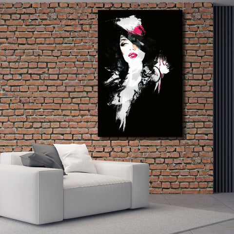 Woman Portrait in Black, Watercolor Painting