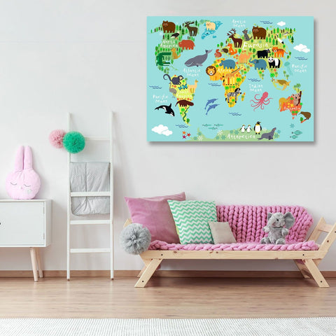 World Animal Map, Digital Art for Kids