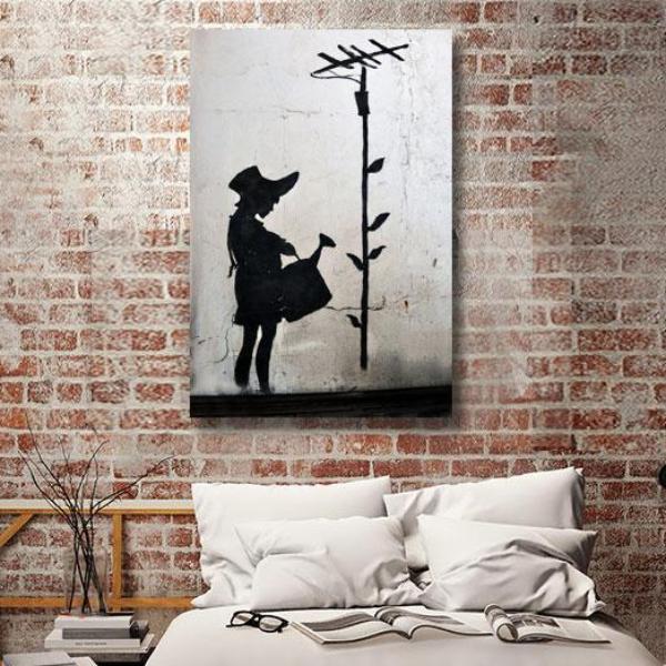 Banksy, Girl with Watering Can, Graffiti