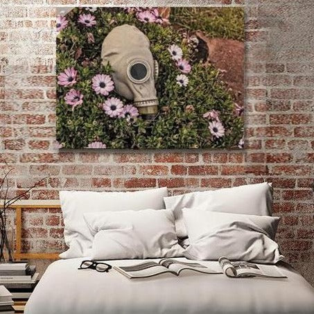 Gas Mask And Flowers, Photography