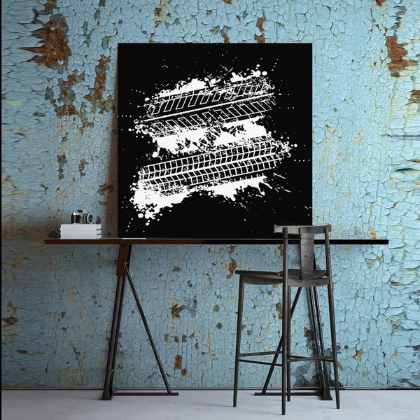 Tire Track Marks, Grunge Style Digital Art