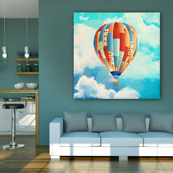 Colored Air Balloon on Sky, Digital Art