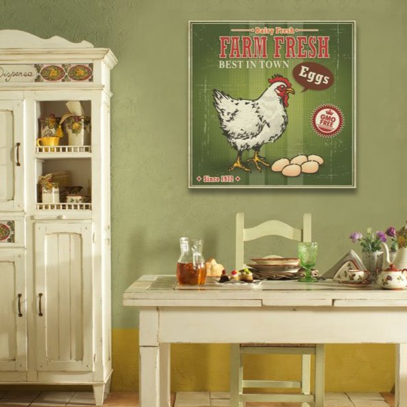 Fresh Eggs, Vintage Farm Poster