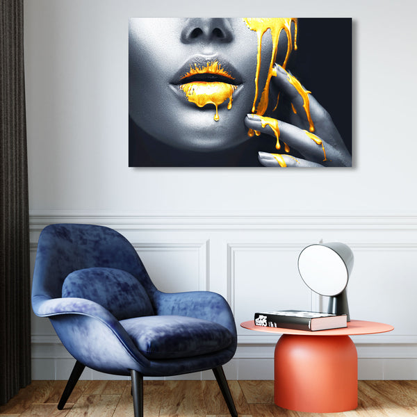 Woman Portrait with Gold Lips, Creative Photography