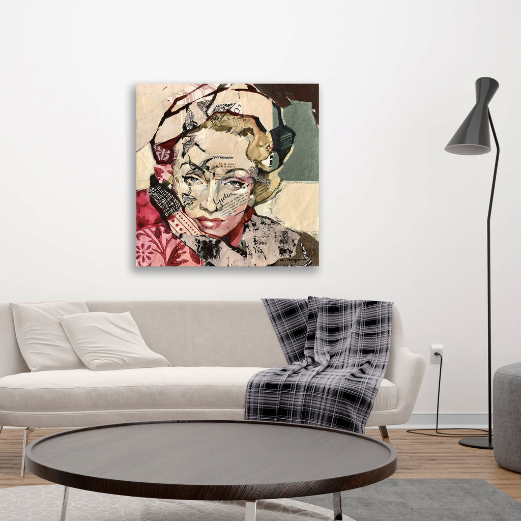 Marlene Dietrich Portrait, Collage/Watercolor