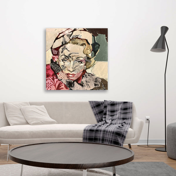 Marlene Dietrich Portrait, Collage/Watercolor