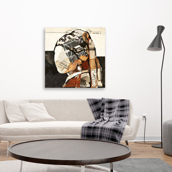 Girl with Pearl Earring, Collage/Watercolor