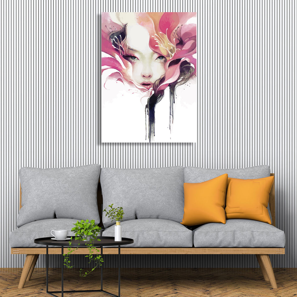 Watercolor Woman Flower, Digital Art