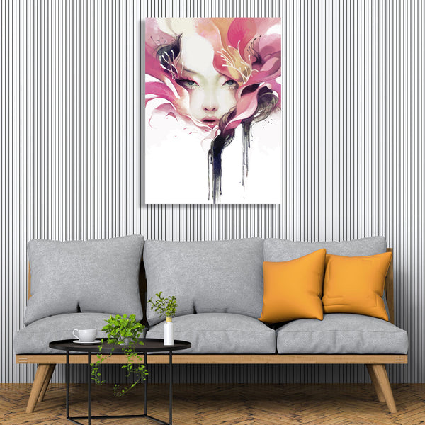 Watercolor Woman Flower, Digital Art