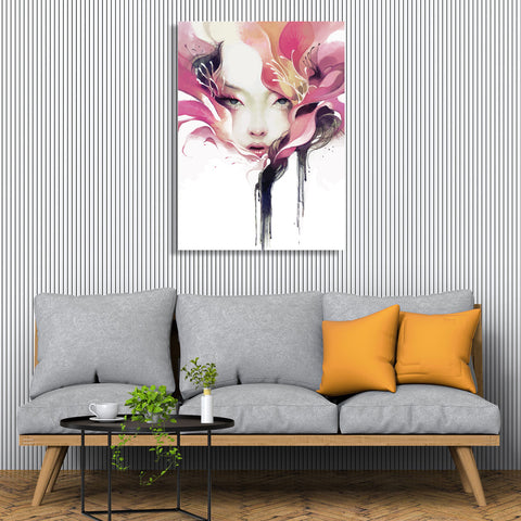 Watercolor Woman Flower, Digital Art