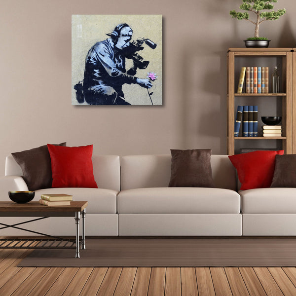 Banksy, Camera Man & Flower, Graffiti