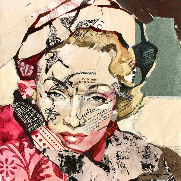 Marlene Dietrich Portrait, Collage/Watercolor