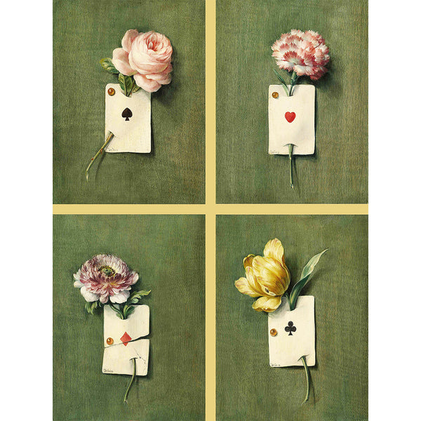 Still Life with Flowers and Playing Cards, Trompe L'oeil