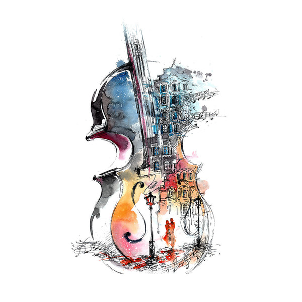 Violin, Contemporary Watercolor Painting