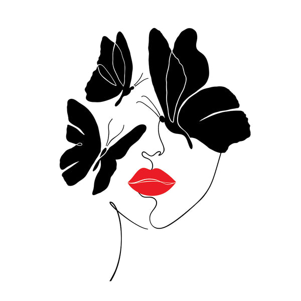 Black Butterflies – One Line Drawing, Digital Art