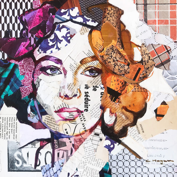 Liz, Collage/Watercolor