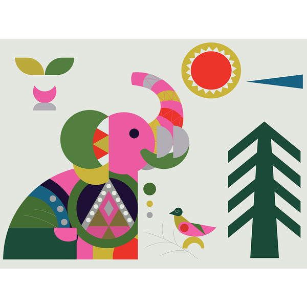 Geometric Shapes Elephant, Digital Art