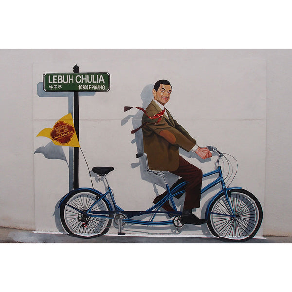 mr Bean Cycling Downtown in Penang, Street Art