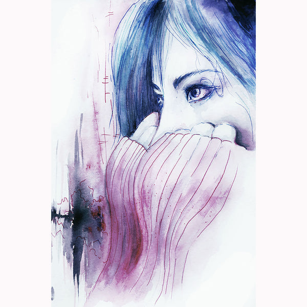 Meditative Woman, Watercolor Art