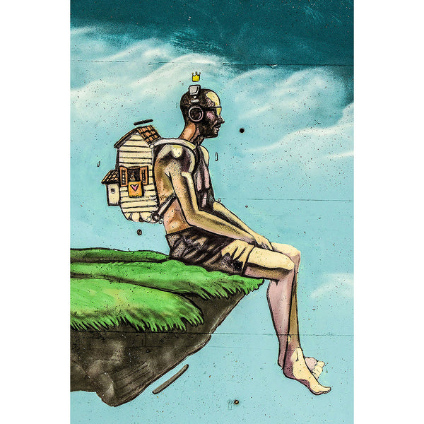 Man Dreaming on Cliff, Graffiti